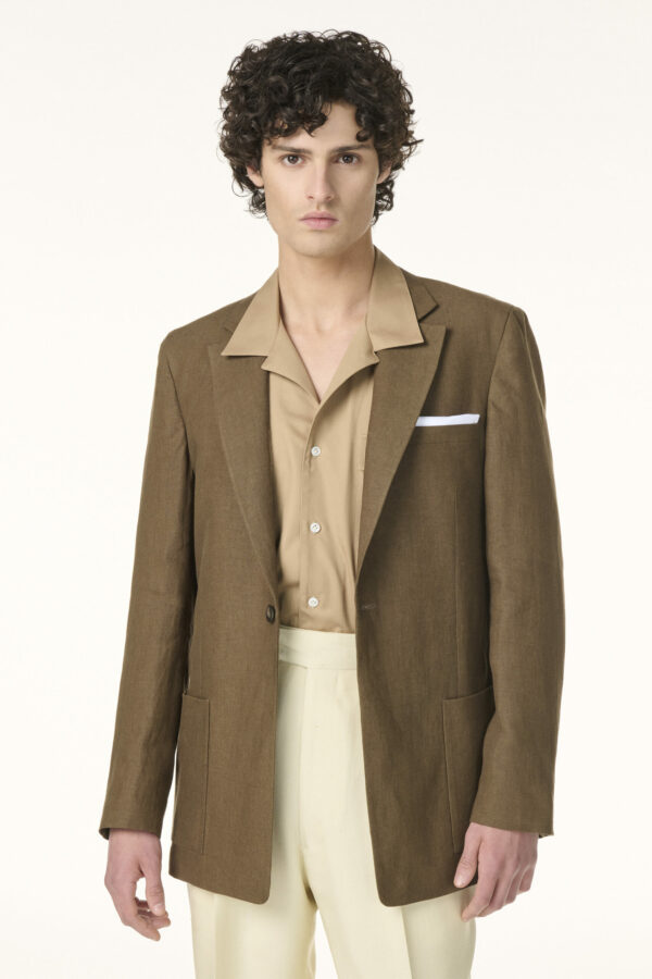 Tailor-made Jacket in Brown Tobacco Linen | Rives Paris ©.