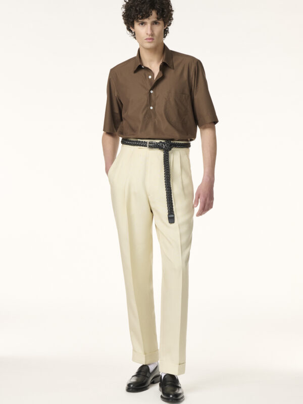 Pantalon Sur-Mesure en Shantung de Soie Blanc Cassé | Rives Paris ©