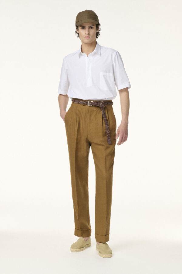 Pantalon Sur-Mesure en Lin Tabac Clair | Rives Paris ©