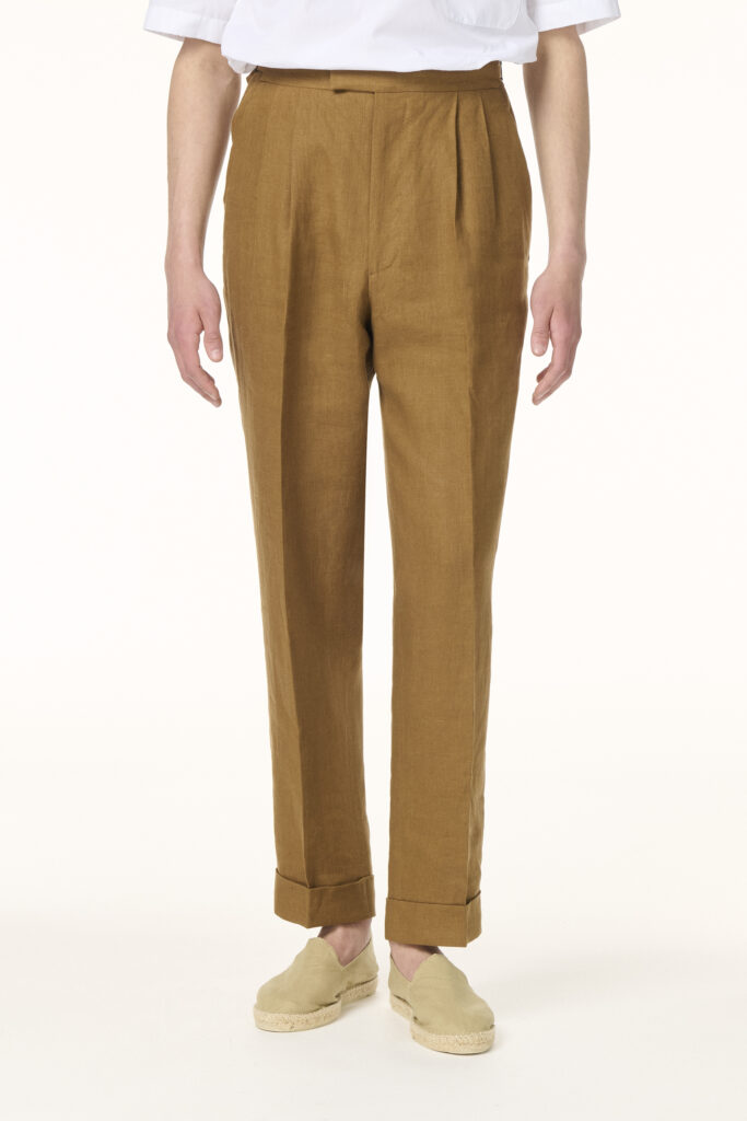 Trousers Tailor-made in Linen Tabac Clair | Rives Paris © /2