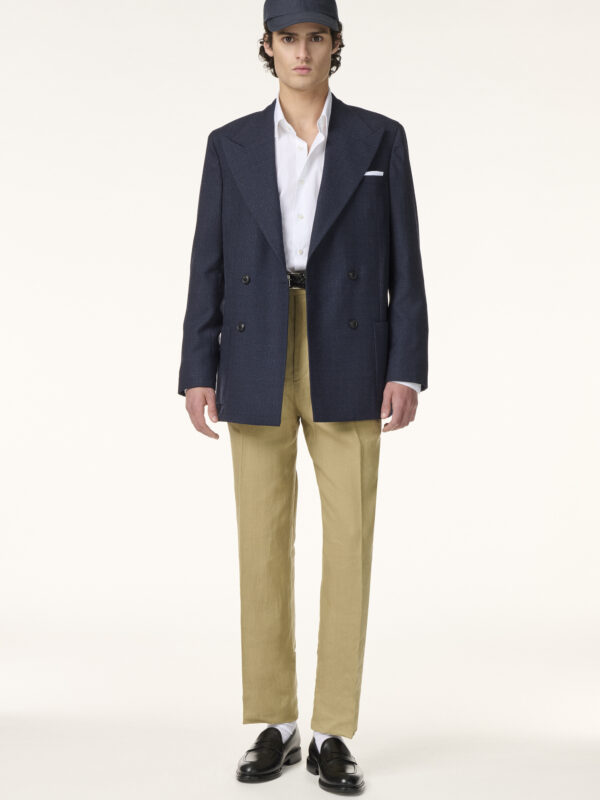 Veste Croisée Sur-Mesure en Laine Cachemire & Soie Bleu Marine | Rives Paris © /2