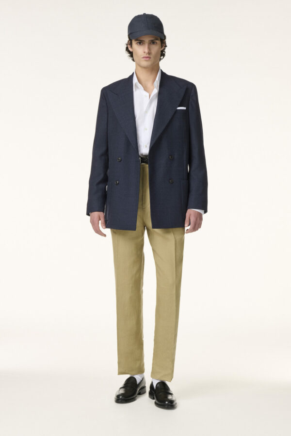 Veste Croisée Sur-Mesure en Laine Cachemire & Soie Bleu Marine | Rives Paris © /2