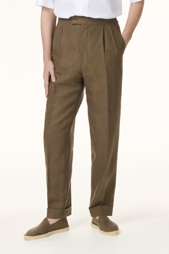 Pantalon Sur-Mesure en Lin Tabac Brun | Rives Paris © /2