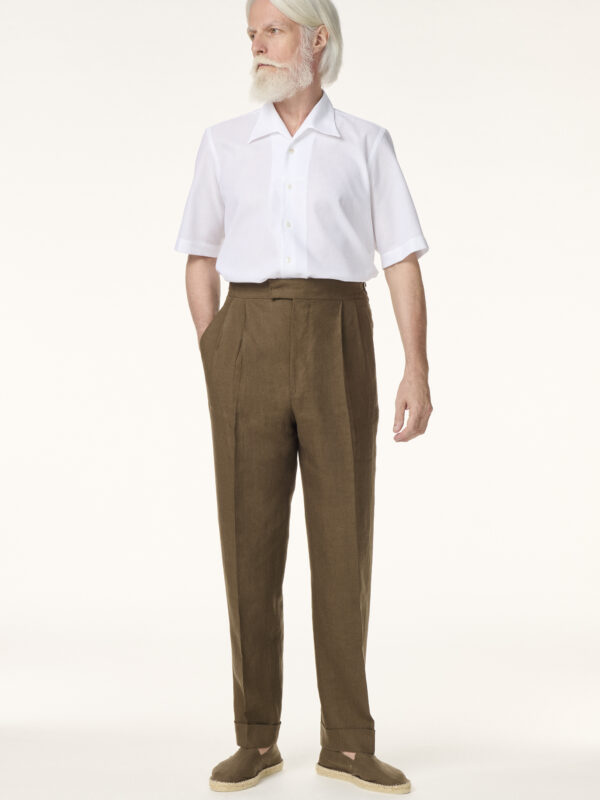 Pantalon Sur-Mesure en Lin Tabac Brun | Rives Paris ©