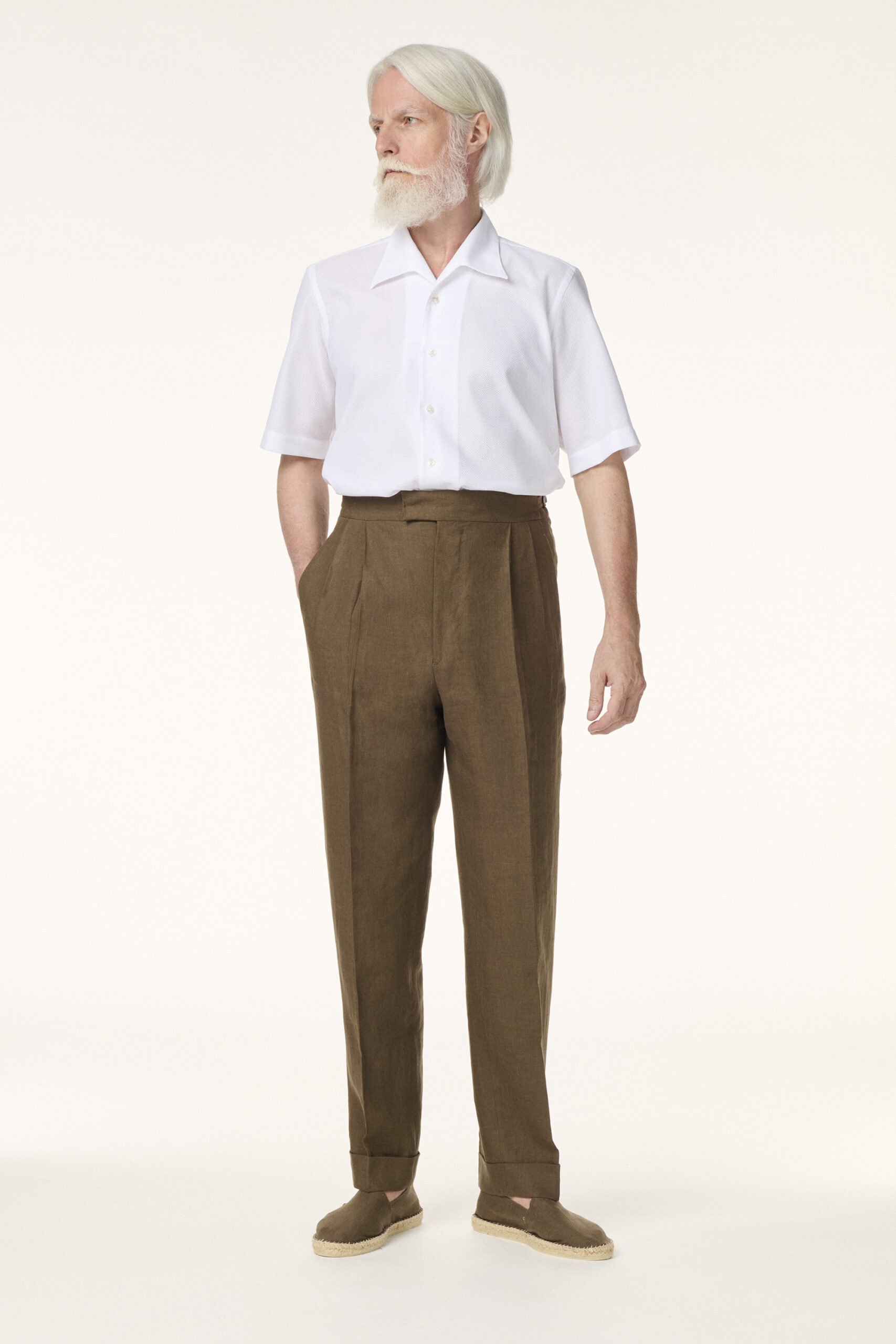 Trousers Tailor-made in Linen Tabac Brun | Rives Paris ©