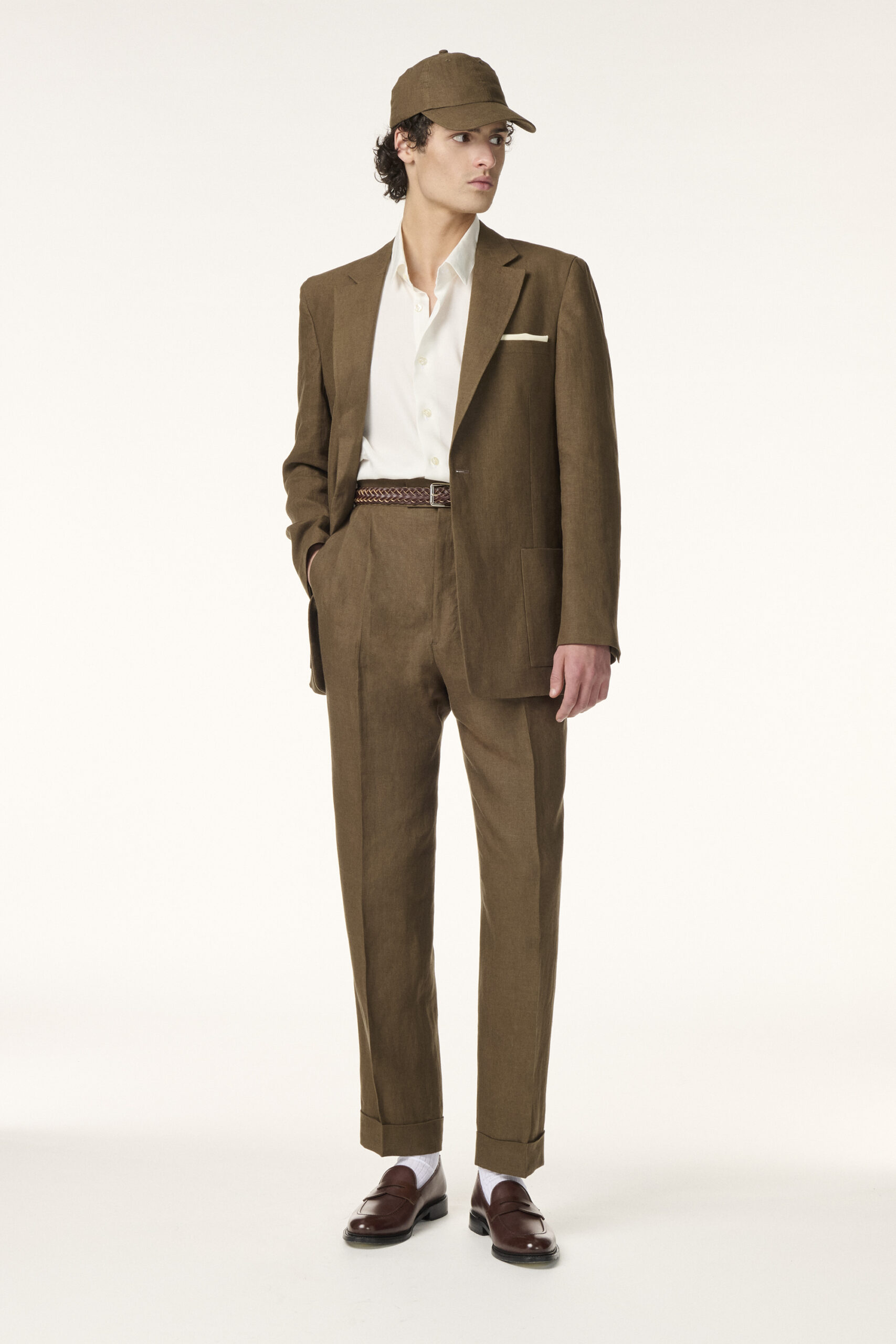 Costume Sur-Mesure en Lin Tabac Brun | Rives Paris ©