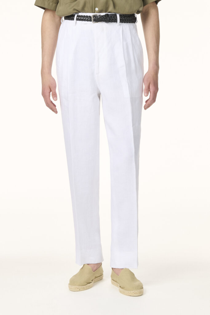 Trousers Tailor-made in White Linen | Rives Paris © /2