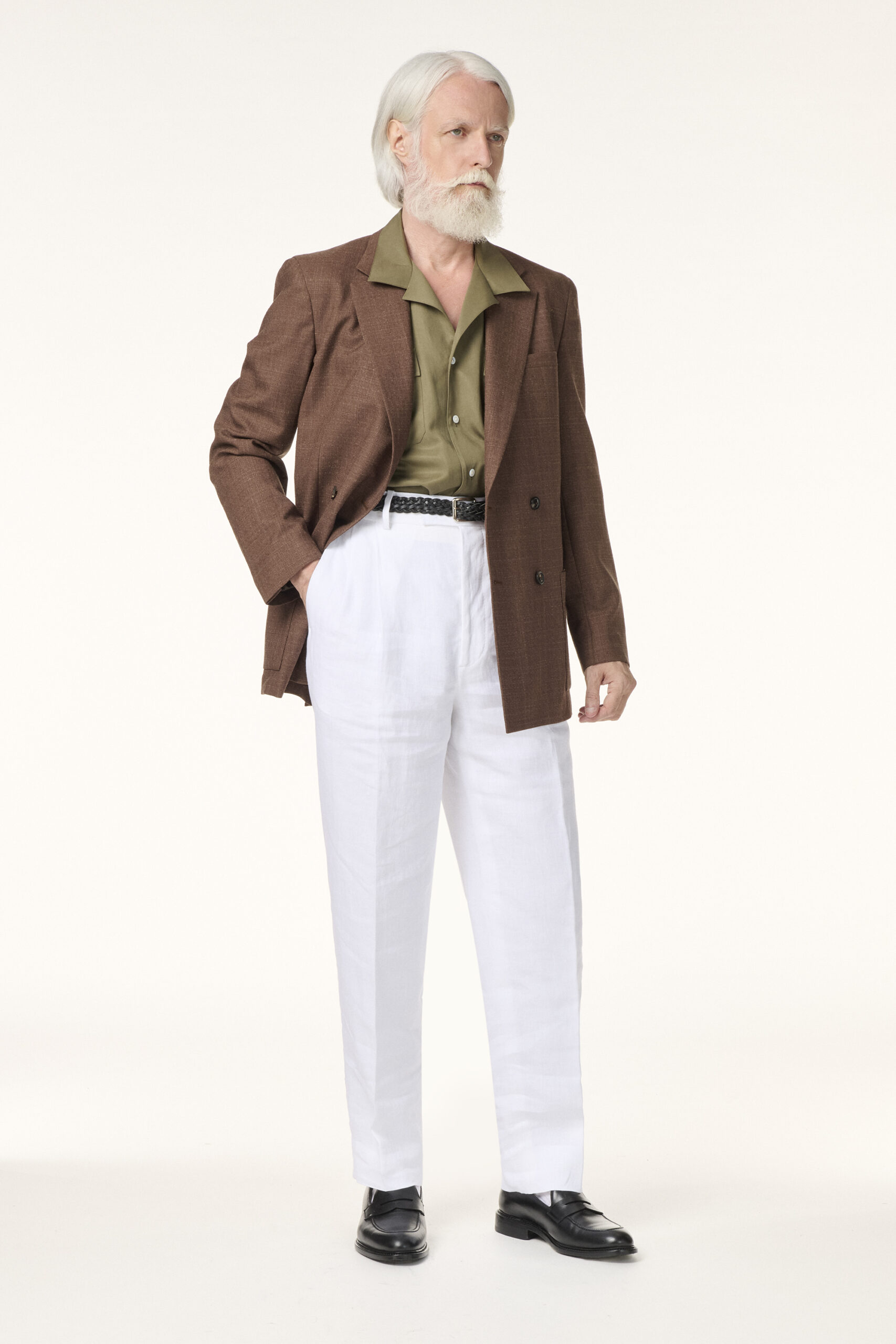 Veste Croisée Sur-Mesure en Laine Cachemire & Soie Marron | Rives Paris © /2