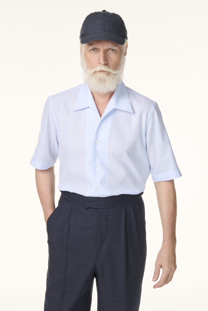 Chemise 60's Sur-Mesure en Inglese Bleu Ciel | Rives Paris ©