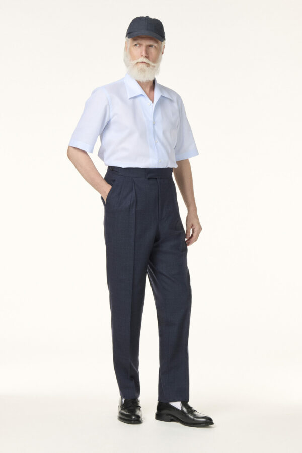 Trousers Tailor-made in Navy blue wool, cashmere & silk | Rives Paris ©