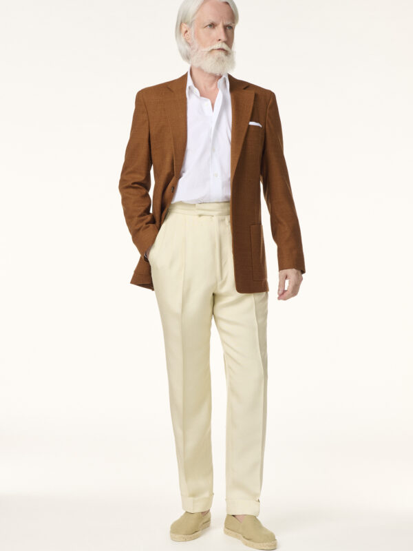 Veste Sur-Mesure en Laine Cachemire & Soie Ocre | Rives Paris © /2