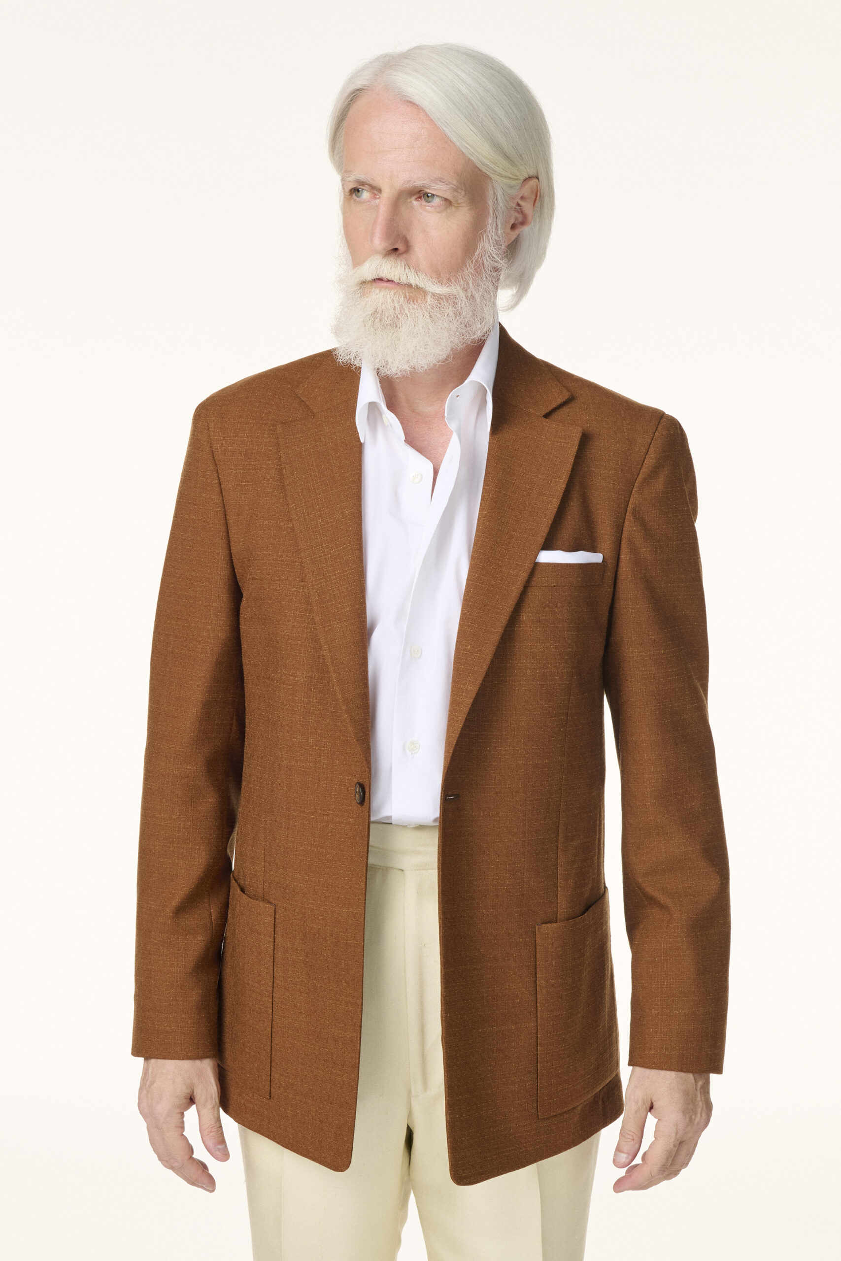 Veste Sur-Mesure en Laine Cachemire & Soie Ocre | Rives Paris ©