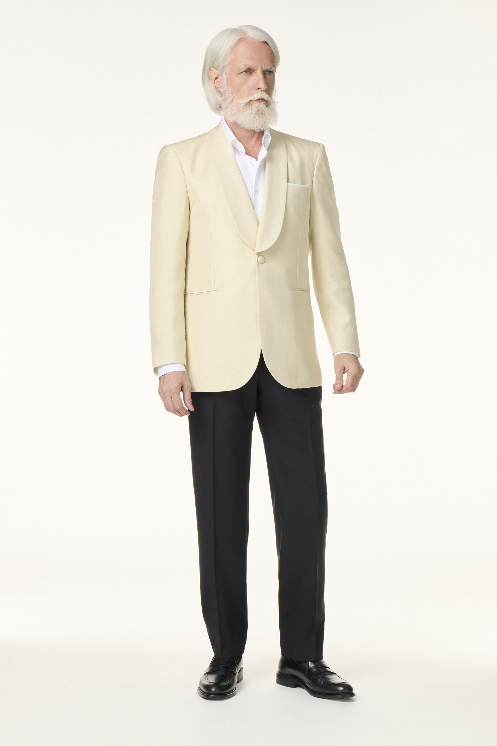 Tailor-made jacket from Tuxedo in Off-White Silk Shantung | Rives Paris © /3