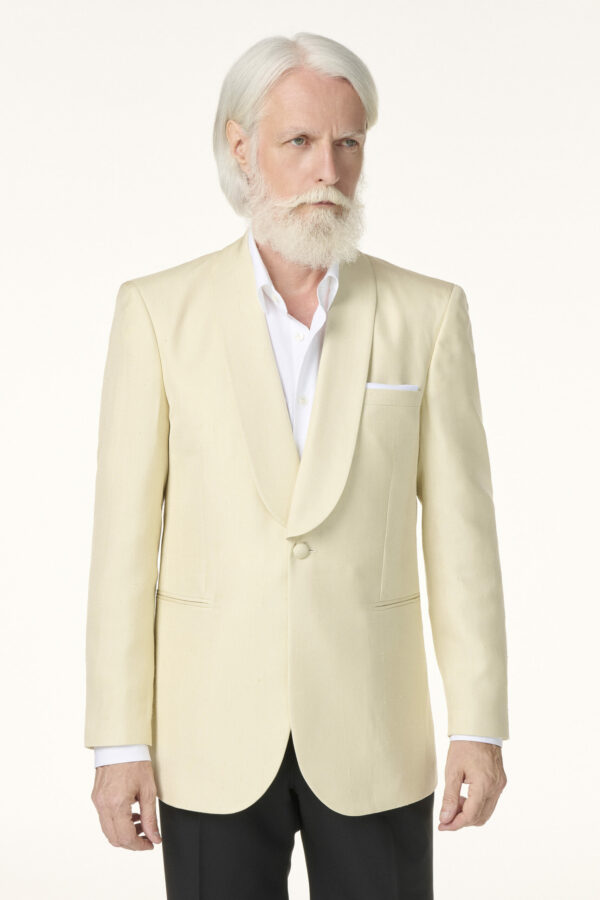 Veste de Smoking Sur-Mesure en Shantung de Soie Blanc Cassé | Rives Paris ©