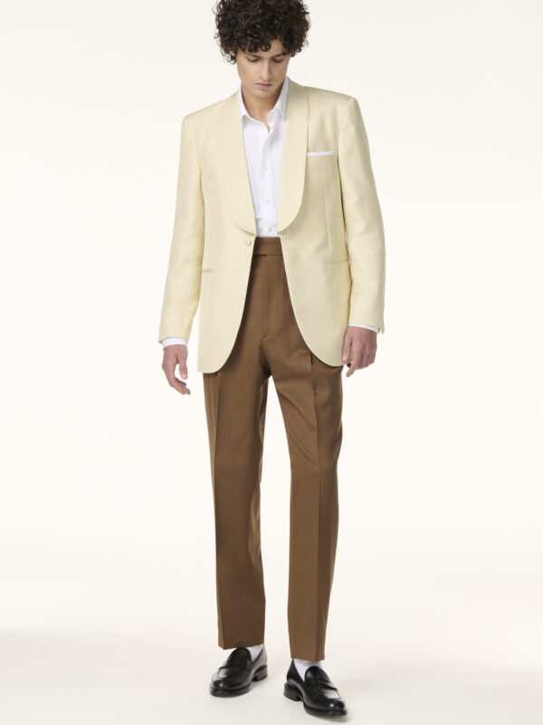Veste de Smoking Sur-Mesure en Shantung de Soie Blanc Cassé | Rives Paris © /2