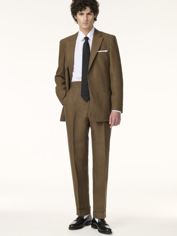 Costume Sur-Mesure en Lin Tabac Brun | Rives Paris © /2