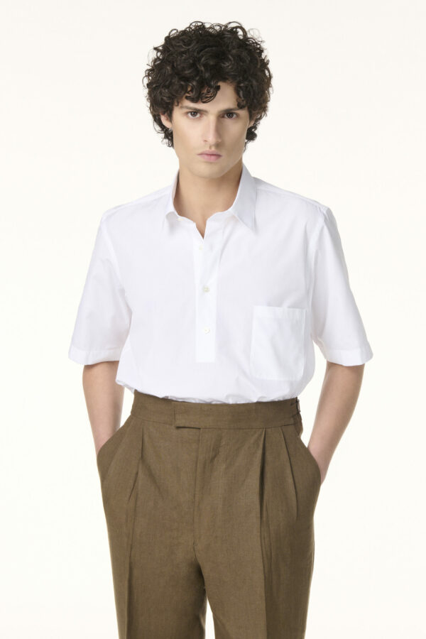 Tailor-made white cotton polo shirt | Rives Paris ©