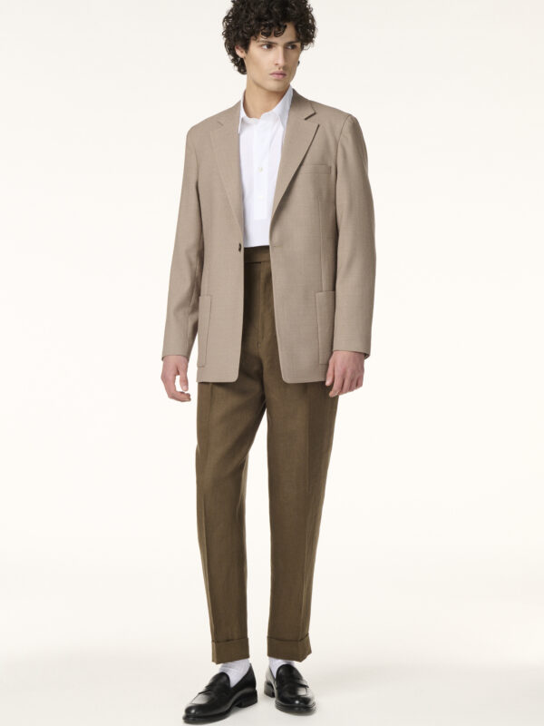 Veste Sur-Mesure en Laine Cachemire & Soie Taupe | Rives Paris © /2