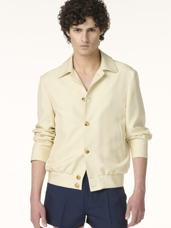 Blouson Sur-Mesure en Shantung de Soie Blanc Cassé | Rives Paris ©