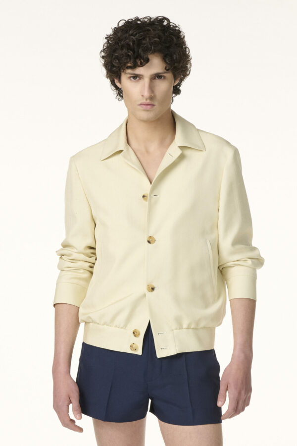 Blouson Sur-Mesure en Shantung de Soie Blanc Cassé | Rives Paris ©