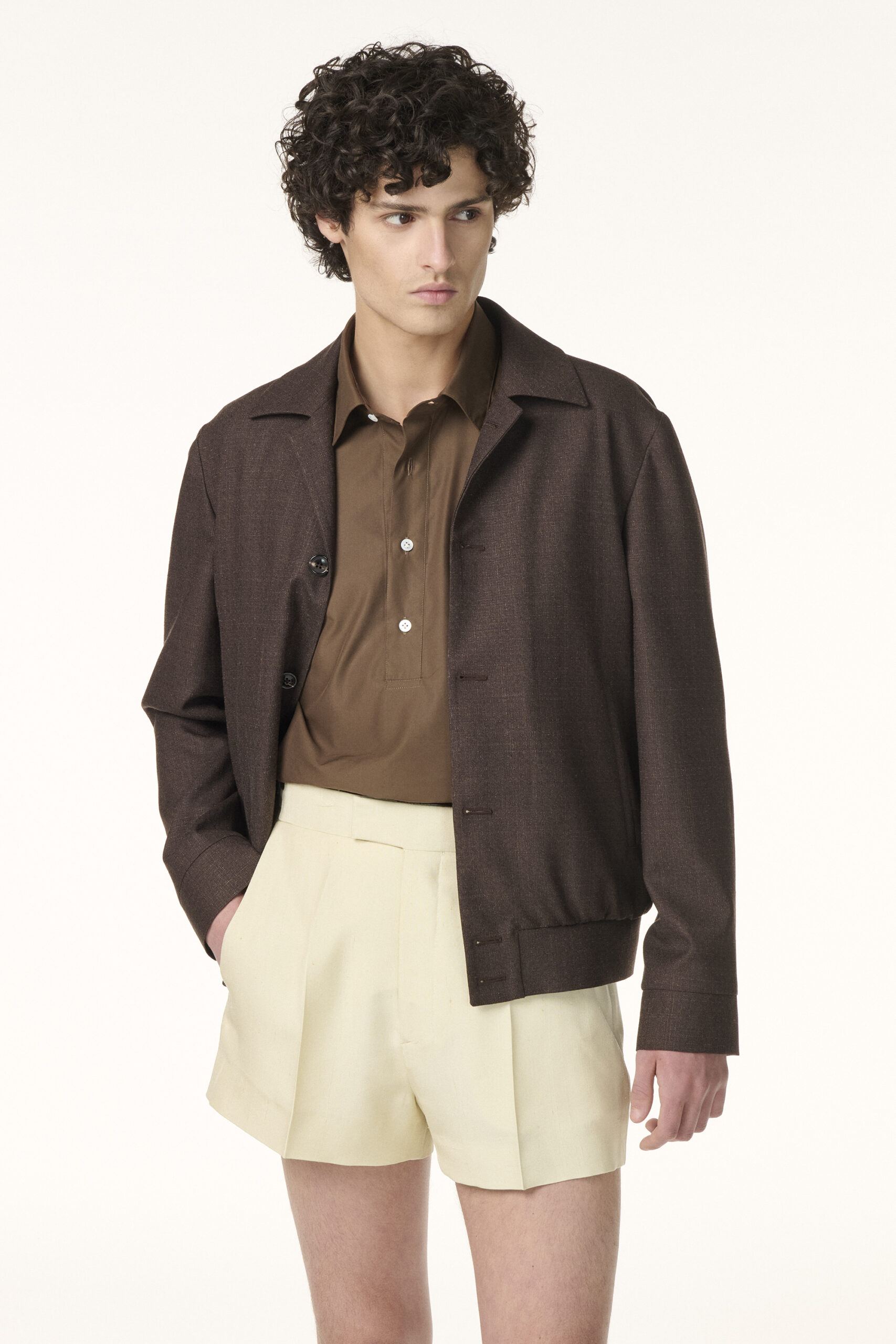 Blouson Sur-Mesure en Laine Cachemire & Soie Marron | Rives Paris ©