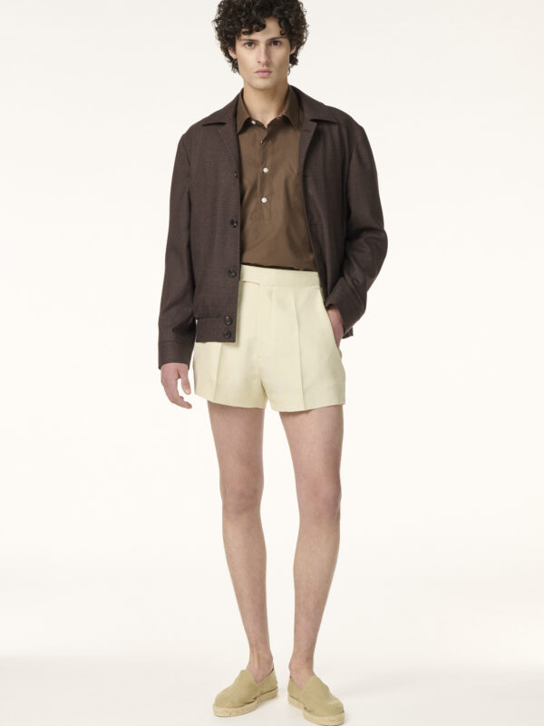 Blouson Sur-Mesure en Laine Cachemire & Soie Marron | Rives Paris © /2