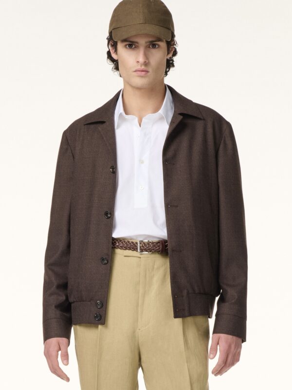 Blouson Sur-Mesure en Laine Cachemire & Soie Marron | Rives Paris © /3