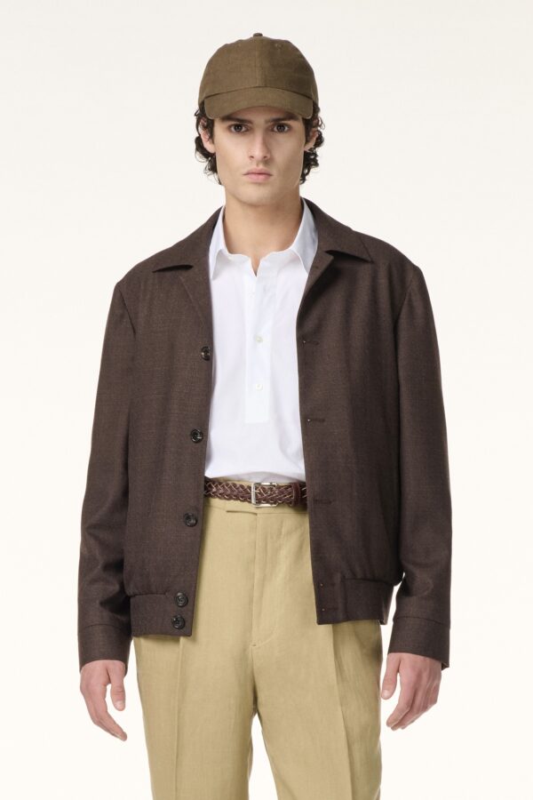 Blouson Sur-Mesure en Laine Cachemire & Soie Marron | Rives Paris © /3