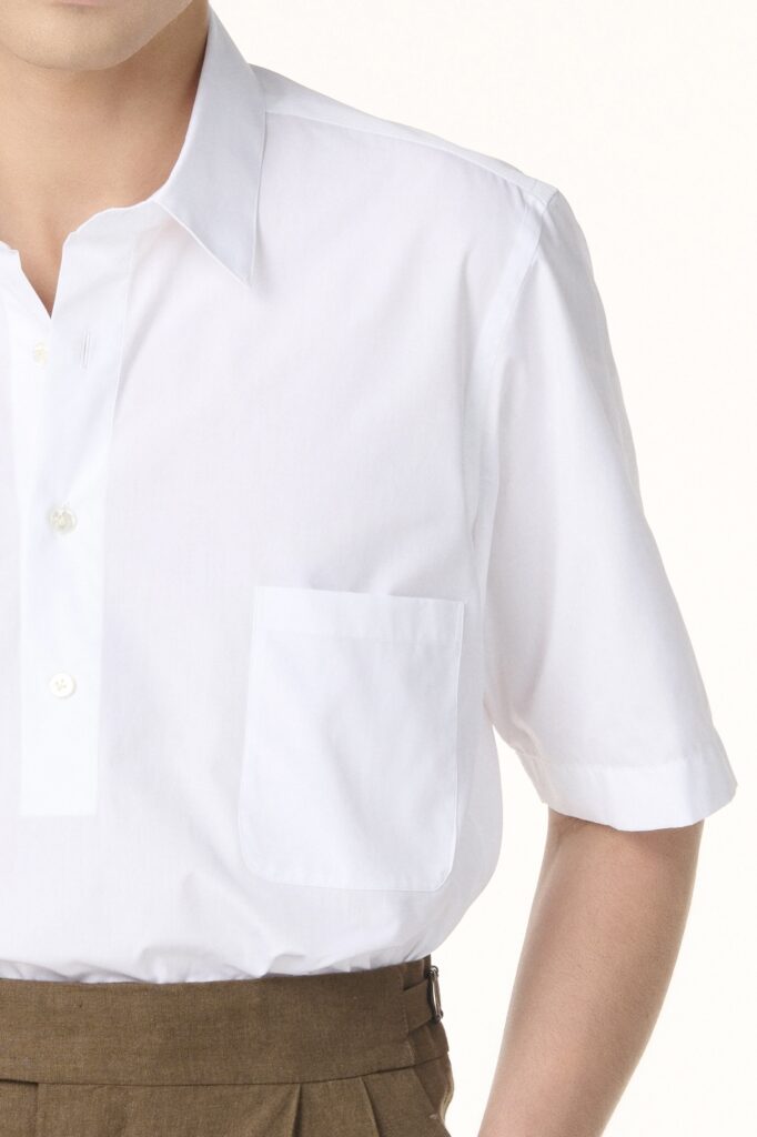 Chemise Polo Sur-Mesure en Coton Blanc | Rives Paris © /2