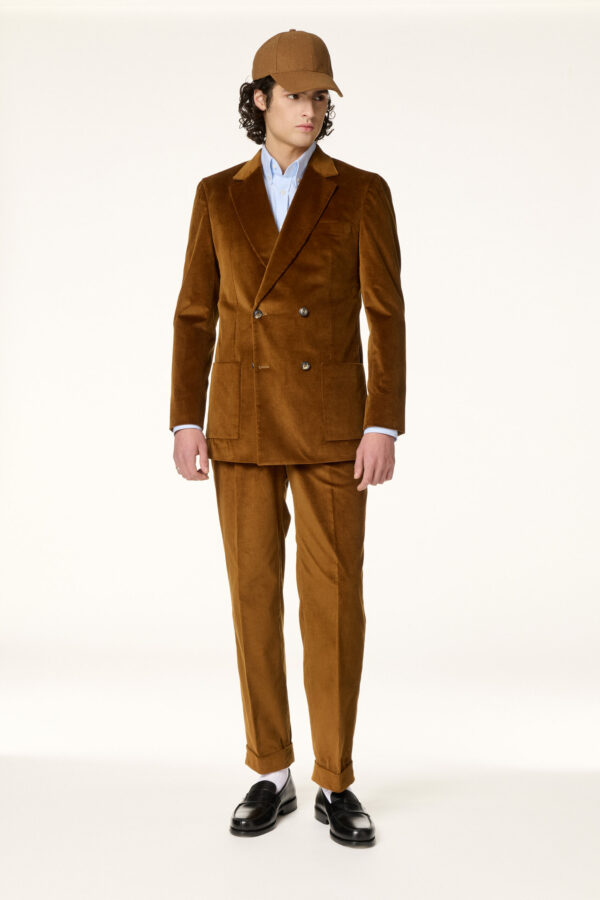 Amber Camel Corduroy Double-Breasted Suit