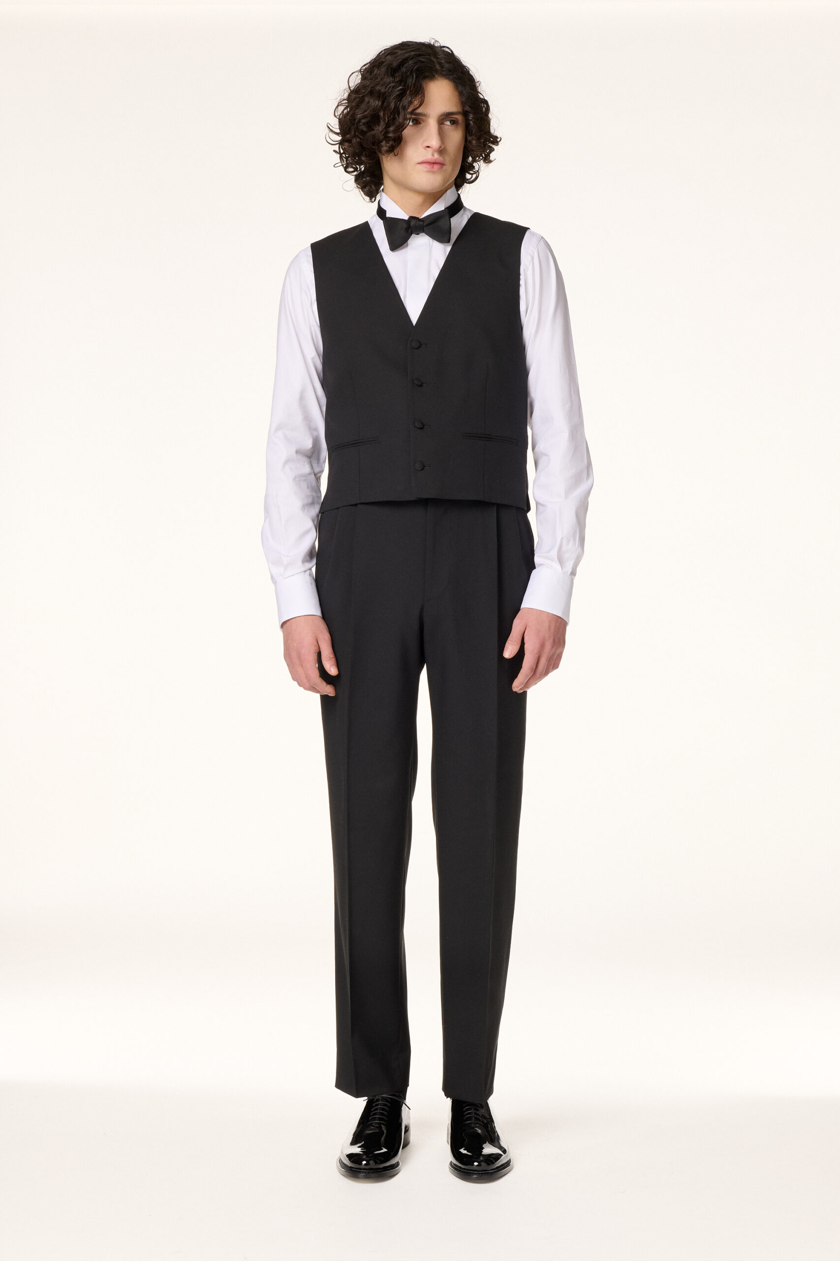 Black Three-Piece Tuxedo with Peak Lapels