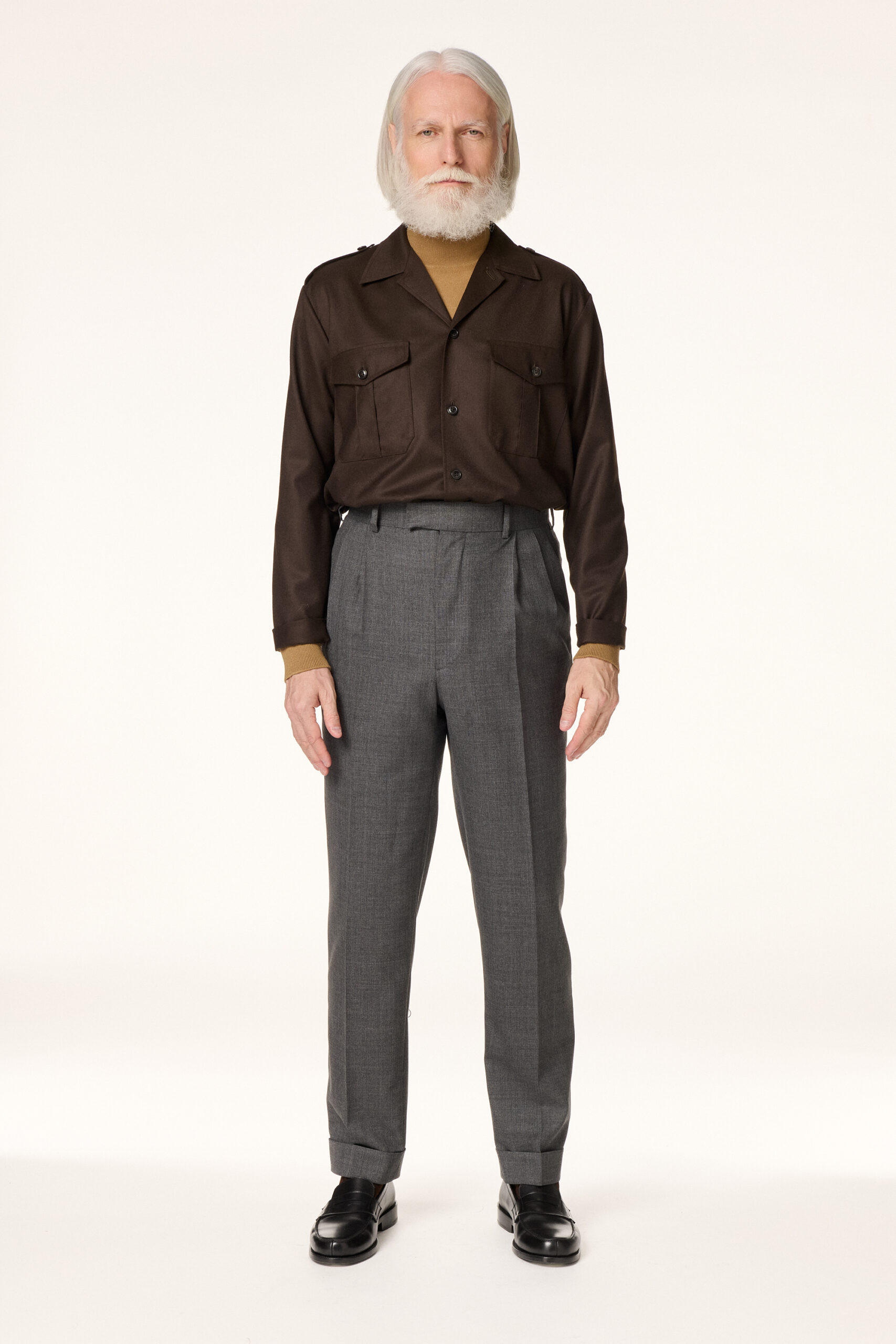 Brown Flannel Military Overshirt