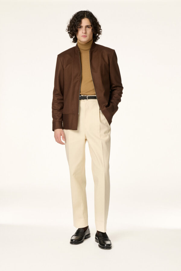 Bomber Sur-Mesure Flanelle de Laine Marron | RIVES Paris ©