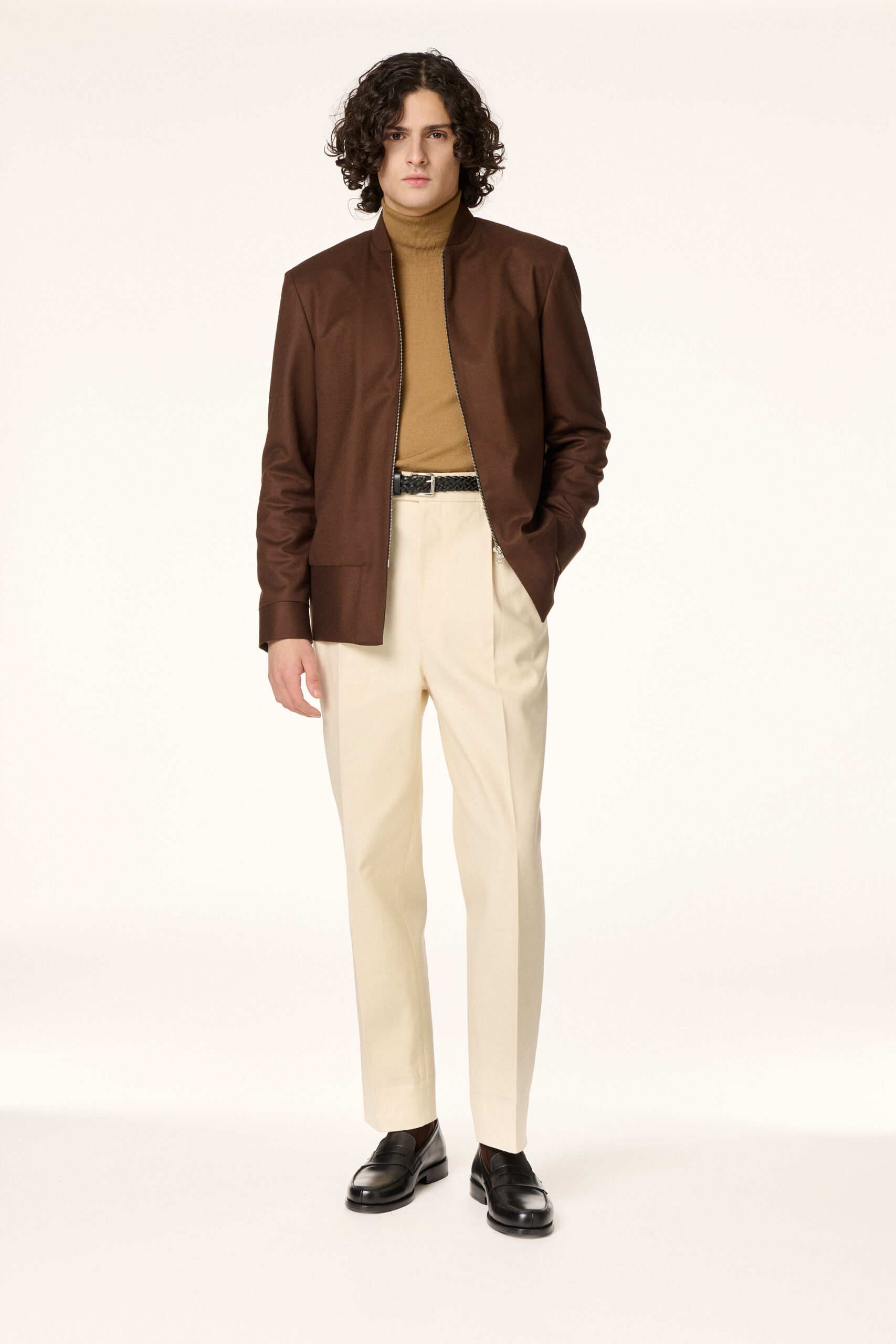 Bomber Sur-Mesure Flanelle de Laine Marron | RIVES Paris ©