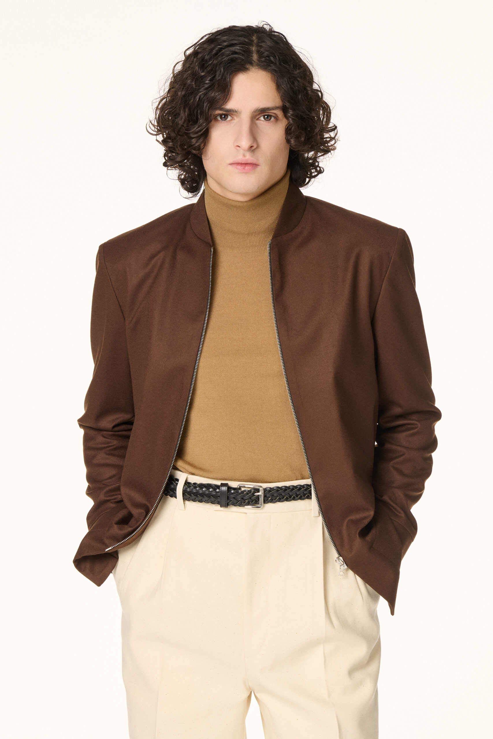 Bomber Sur-Mesure Flanelle de Laine Marron | RIVES Paris © /2