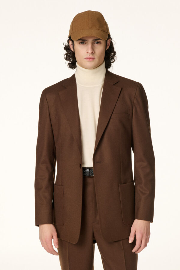 Veste Sur-Mesure Flanelle de Laine Marron | RIVES Paris ©