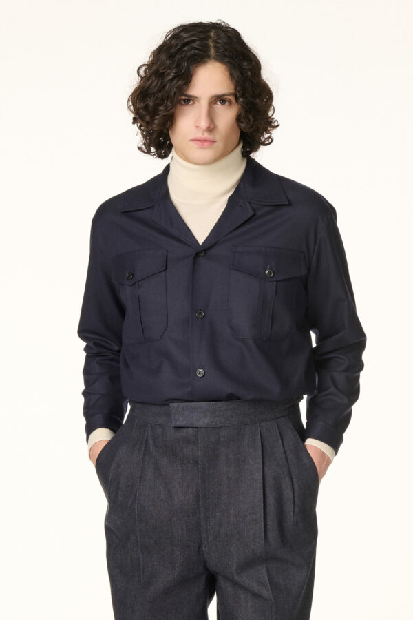 Sur-chemise Militaire Flanelle Bleu Marine