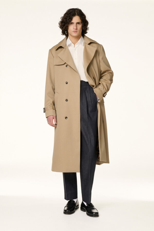 Camel Gabardine Trench Coat
