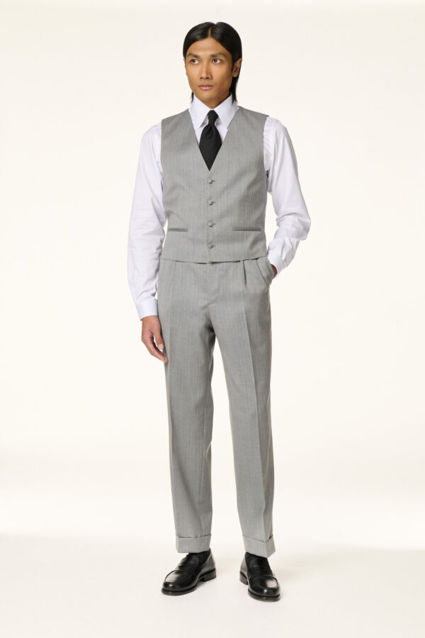 Pantalon Laine & Soie Gris Clair