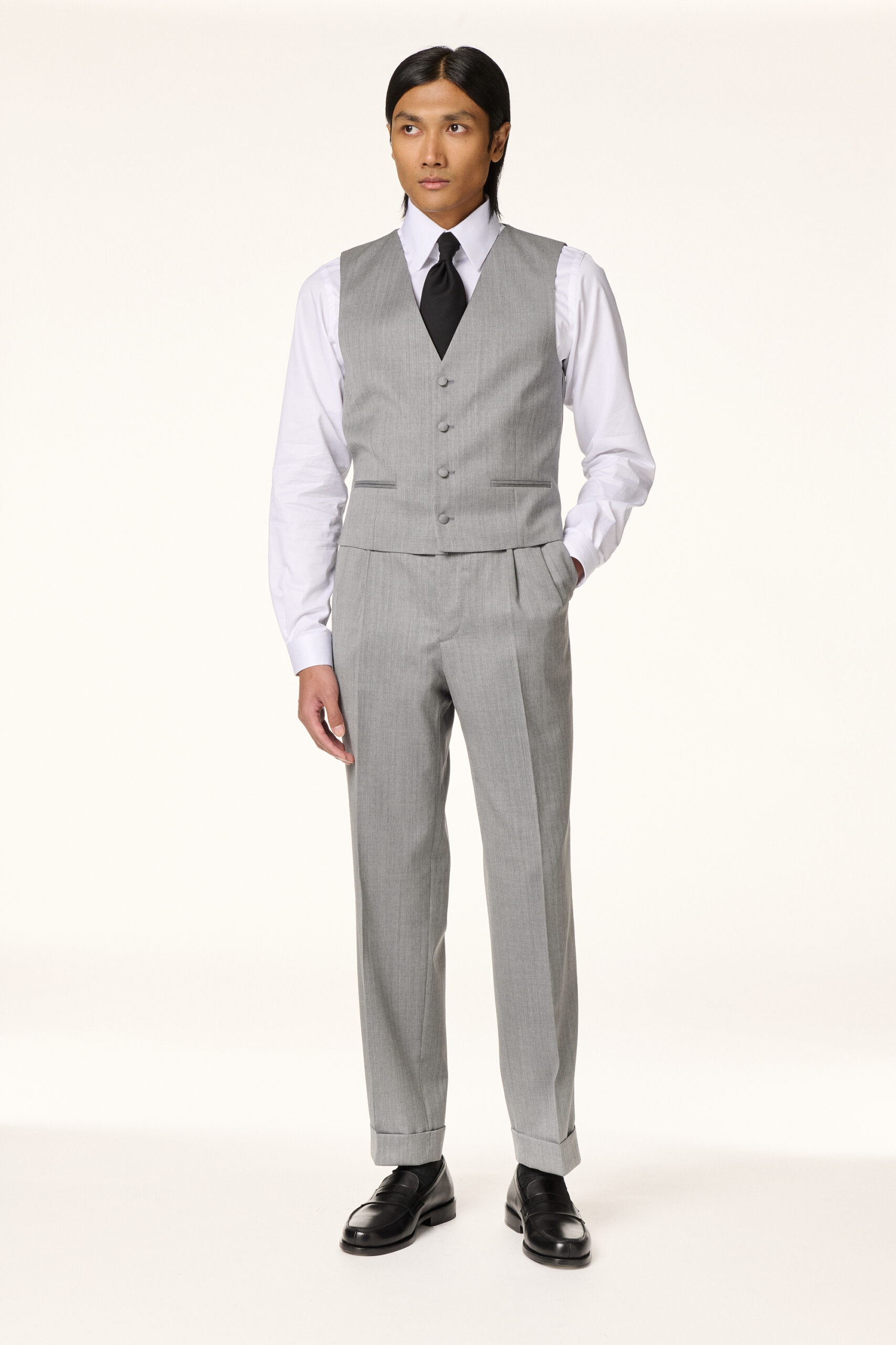 Pantalon Laine & Soie Gris Clair