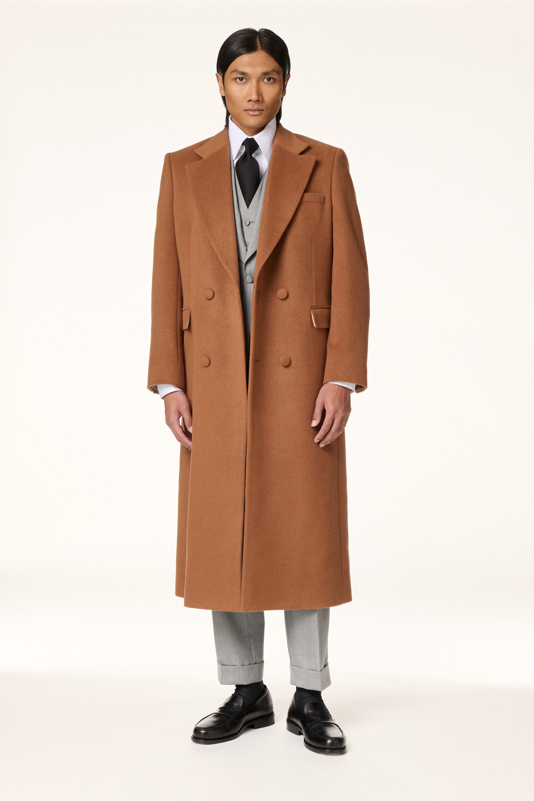 Manteau croisé camel