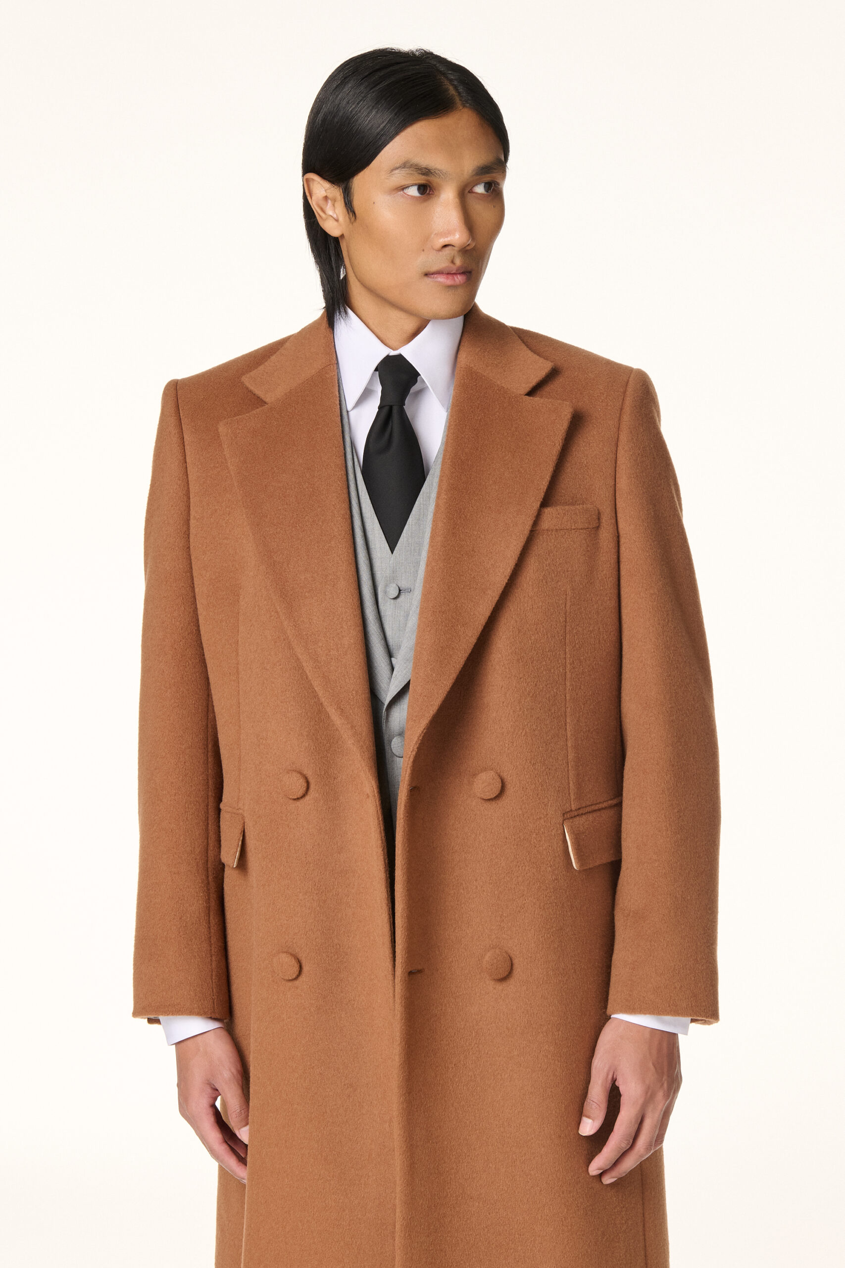 Manteau croisé camel