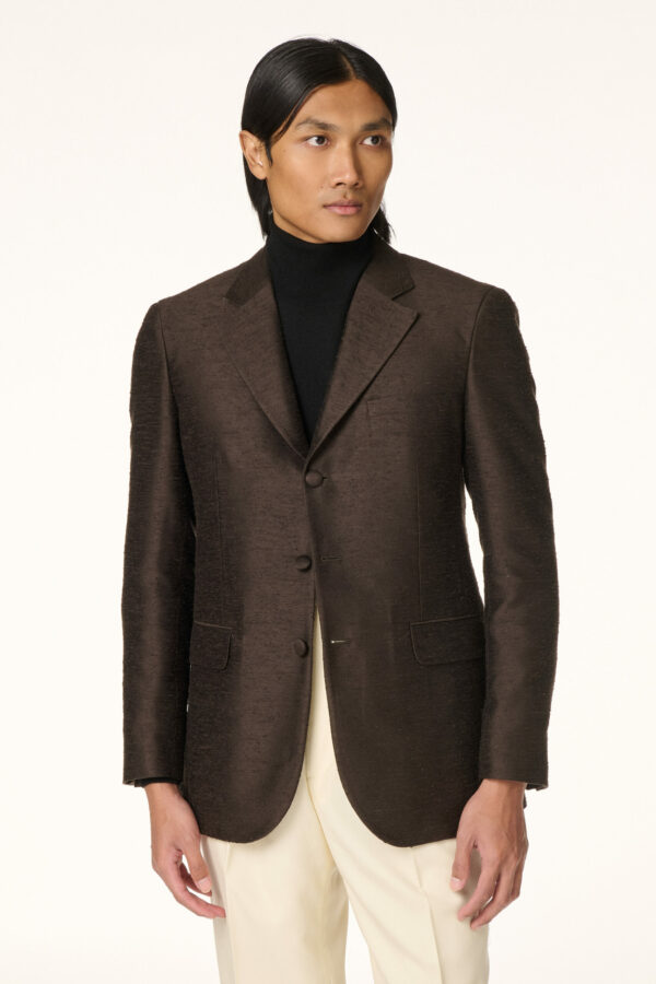 Brown Silk Shantung Jacket