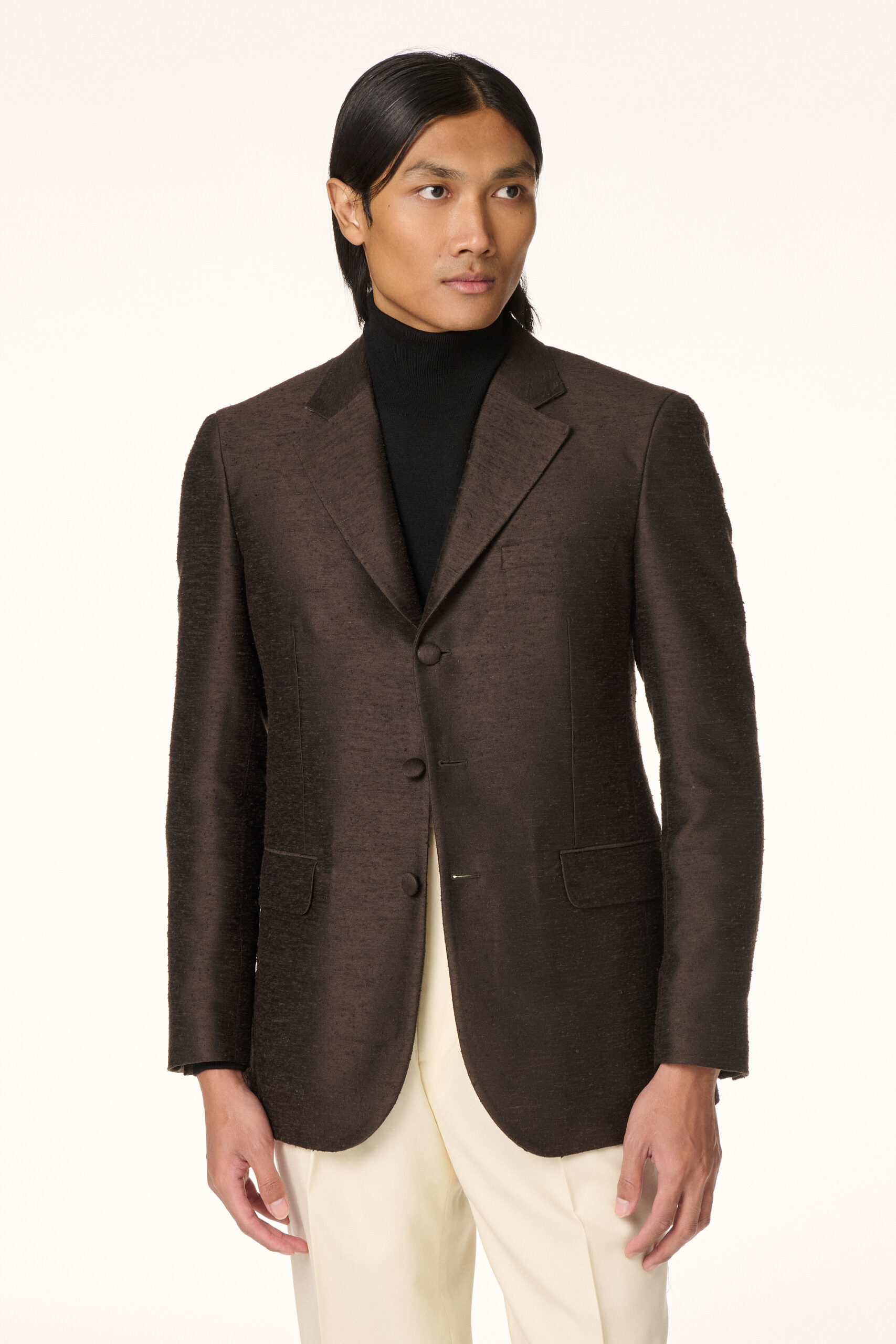 Veste Shantung de Soie Marron