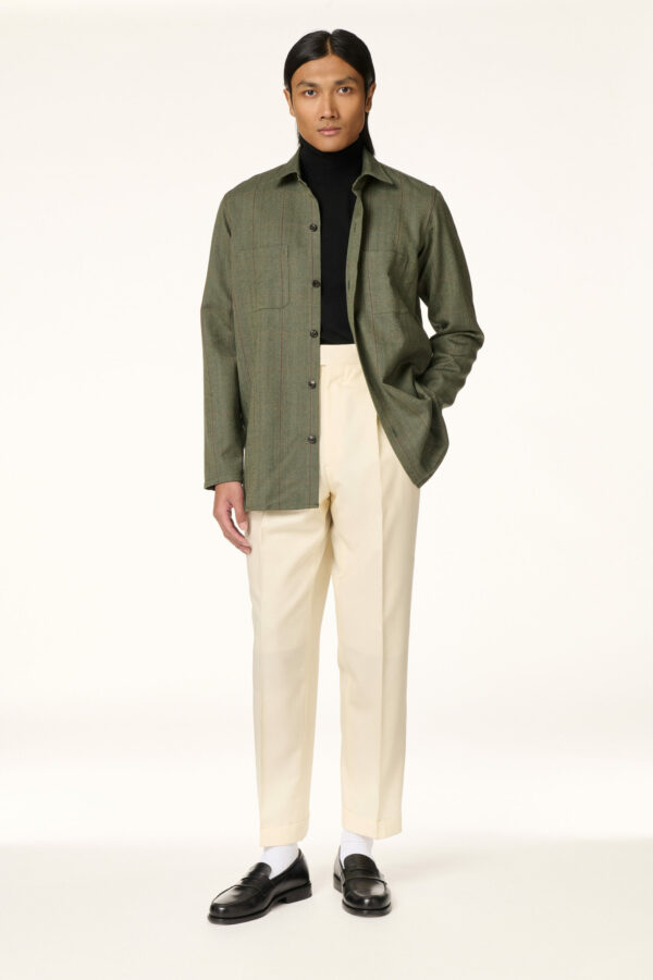 Sur-Chemise Tweed Vert Vieilli