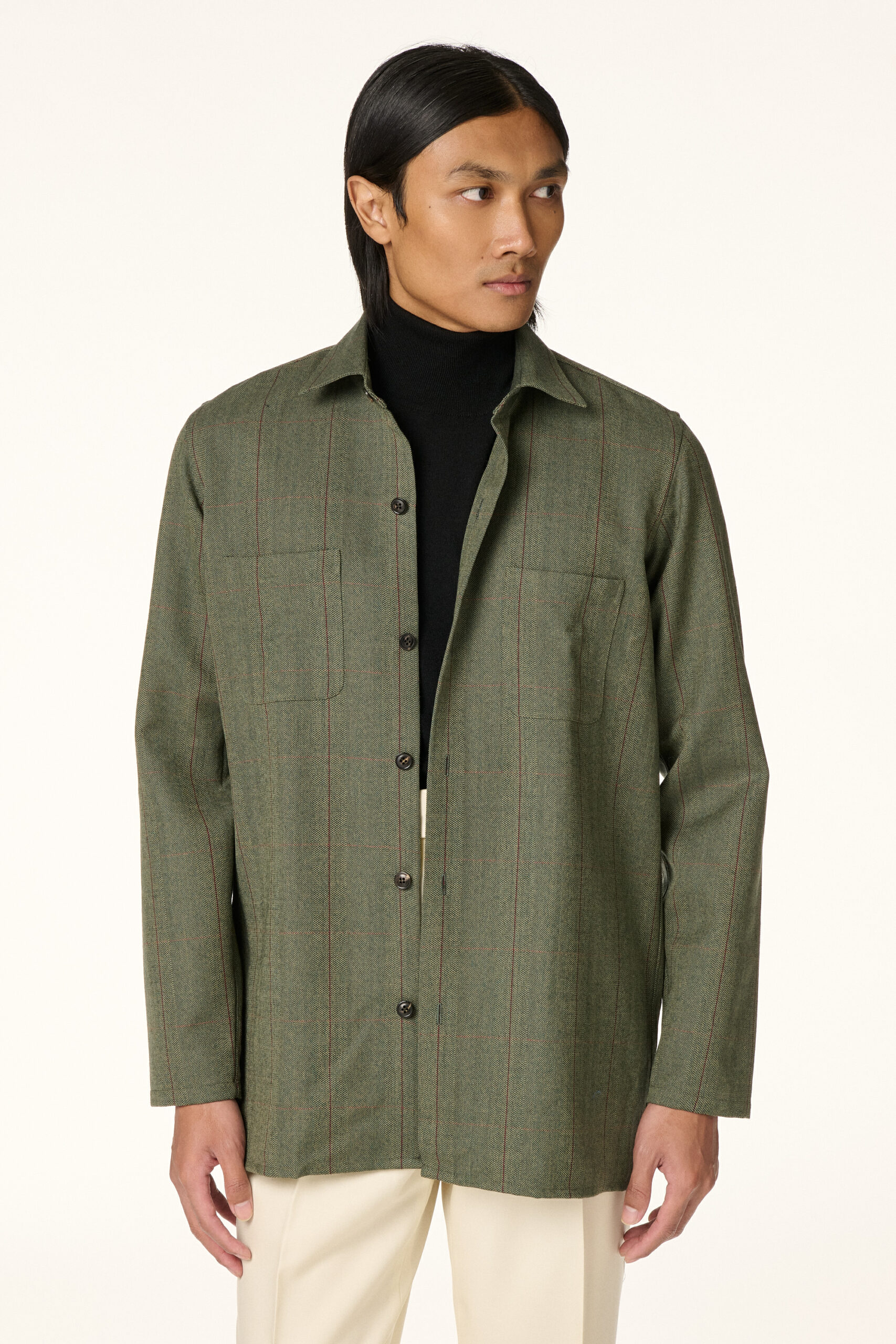 Aged Green Tweed Overshirt