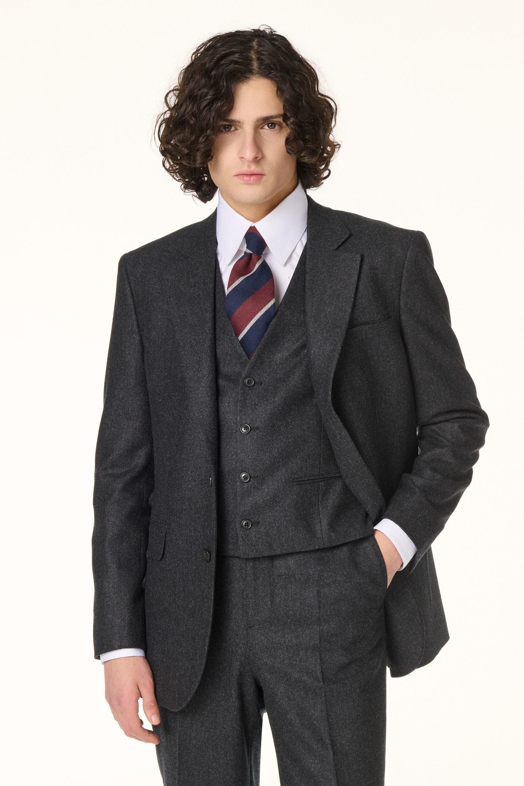 Costume 3 Pièces Flanelle Gris Anthracite