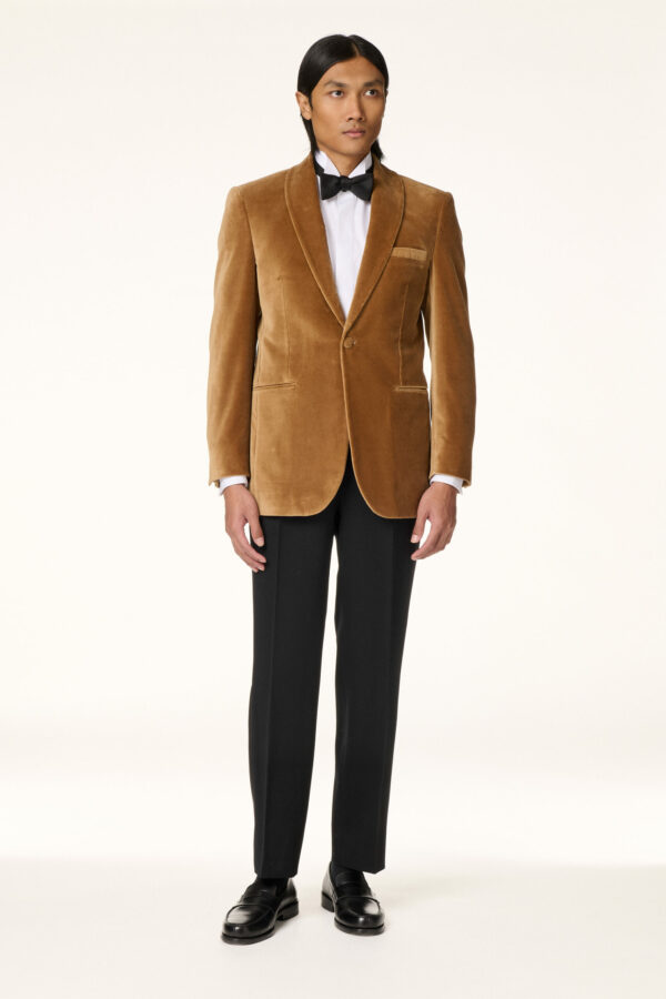 Camel Velvet Tuxedo Jacket