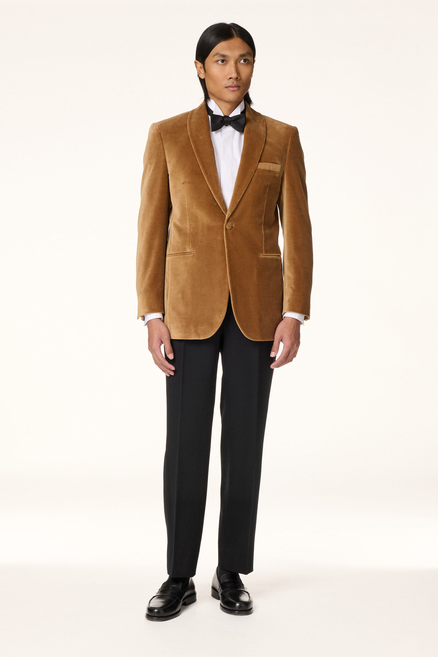Camel Velvet Tuxedo Jacket
