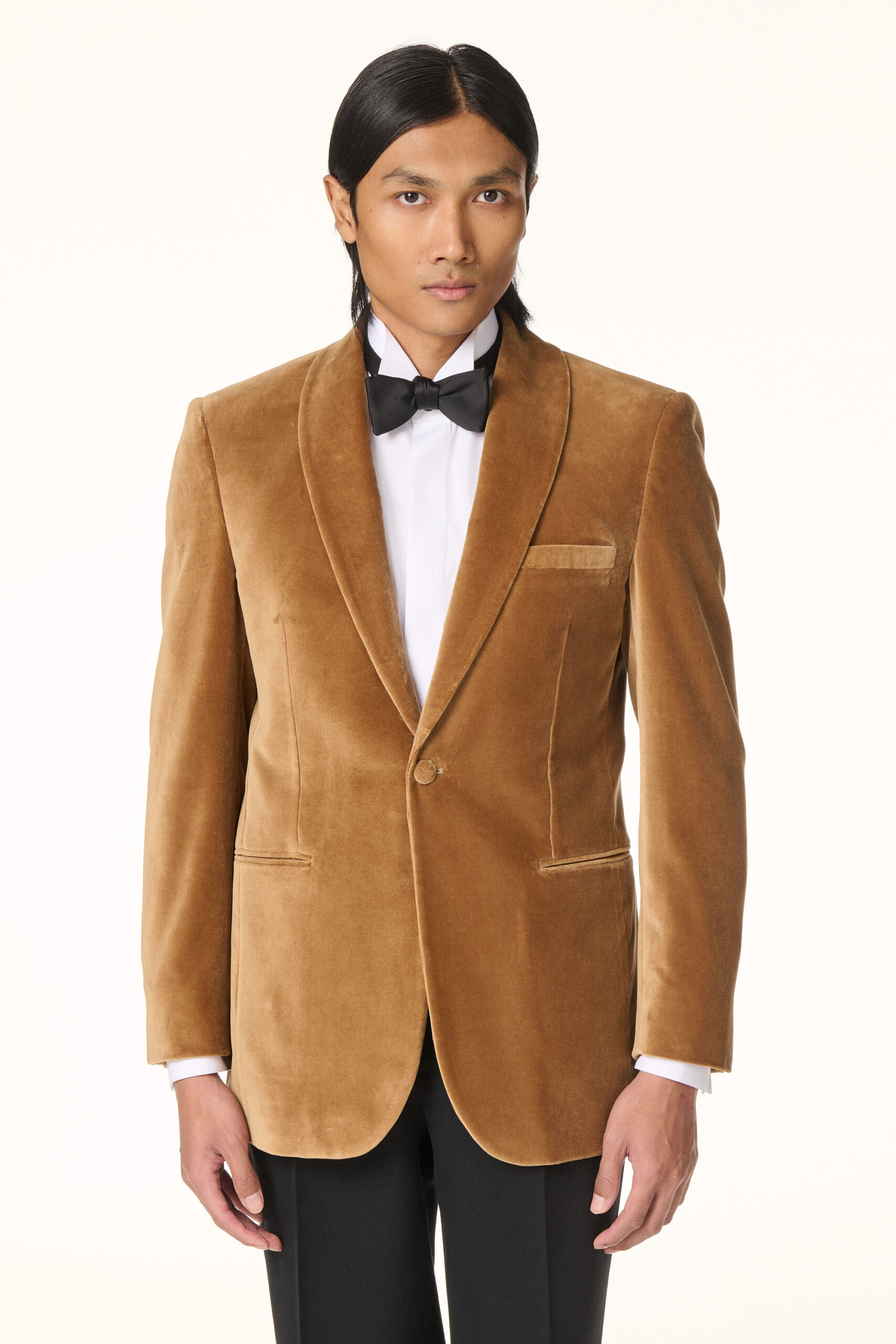 Camel Velvet Tuxedo Jacket